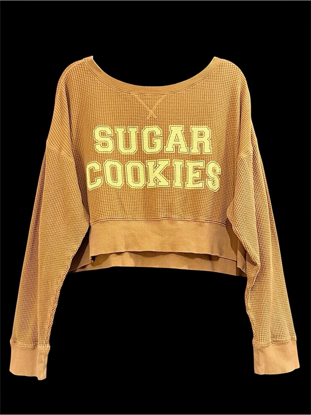 aerie Offline Waffle Knit Top in Camel Brown Size L